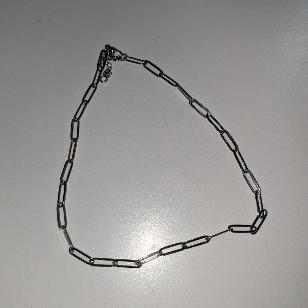 Paperclip sterling silver necklace